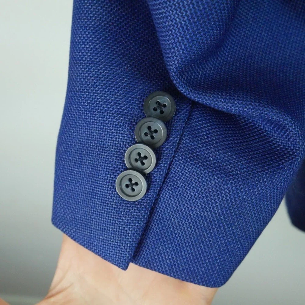 Samuelsohn Yardley‎ 44L Blue Wool Silk Sport Coat Blazer FLAW Unstructured Soft